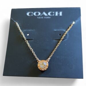 🔥Live Show Listing🔥COACH Gold Crystal Logo Necklace